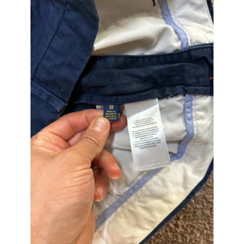 Polo Ralph Lauren Mens Navy Blue Stretch Classic Fit Chino Shorts Size 38